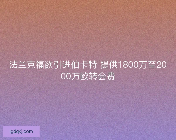 法兰克福欲引进伯卡特 提供1800万至2000万欧转会费