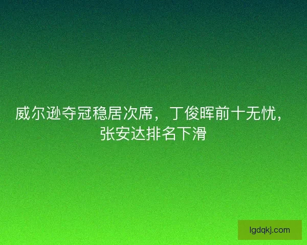 威尔逊夺冠稳居次席，丁俊晖前十无忧，张安达排名下滑